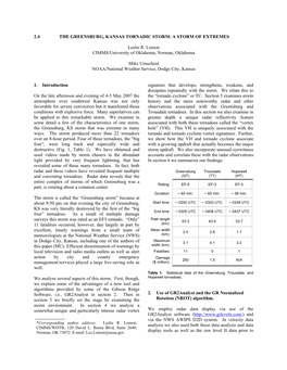 2.4 the Greensburg, Kansas Tornadic Storm: a Storm of Extremes