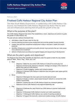 Coffs Harbour Regional City Action Plan—Frequently Asked Questions