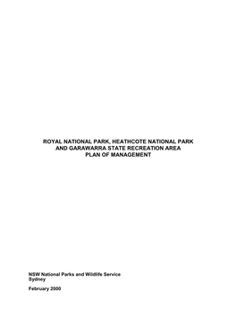 Royal National Park, Heathcote National Park and Garawarra State Recreation Area Plan of Management