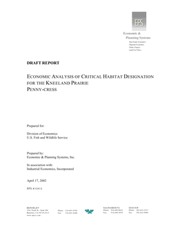Draft Report Economic Analysis of Critical Habitat