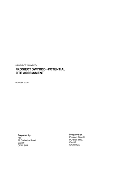 Prosiect Gwyrdd Prosiect Gwyrdd - Potential Site Assessment