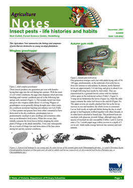 Insect Pests - Life Histories and Habits AG0800 Nick Collett, Forest Science Centre, Heidelberg ISSN 1329-8062