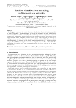 Families Classification Including Multiopposition Asteroids. 2016. In