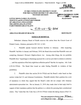 BRW Document 1 Filed 01/22/19 Page 1 of 465