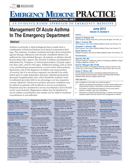 Management of Acute Asthma in the Emergency Department