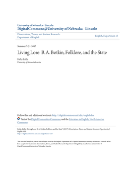 BA Botkin, Folklore, and the State
