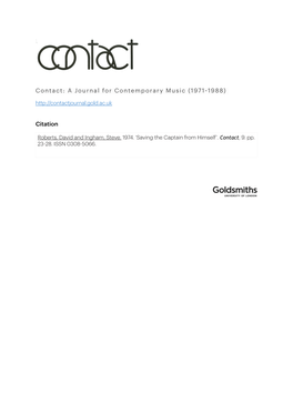 Contact: a Journal for Contemporary Music (1971-1988) Citation