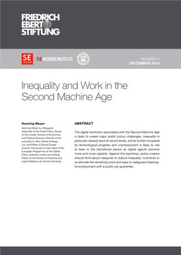 Inequality and Work in the Second Machine Age