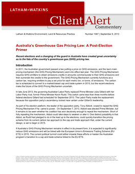 Australia's Greenhouse Gas Pricing
