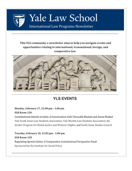 International Law Programs Newsletter YLS EVENTS
