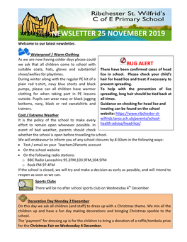 Newsletter 25 November 2019