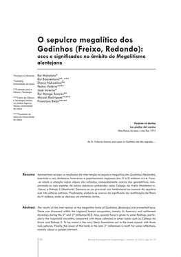 O Sepulcro Megalítico Dos Godinhos (Freixo, Redondo): Usos E Significados No Âmbito Do Megalitismo Alentejano