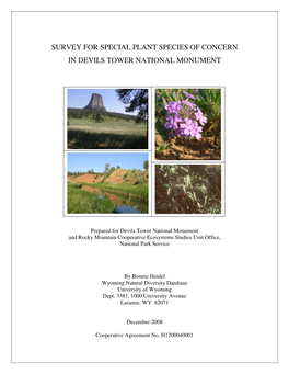 Survey for Special Plant Species of Concern in Devils Tower National Monument