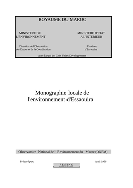 Monographie Locale De L'environnement D'essaouira