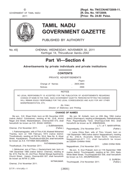 Tamil Nadu Government Gazette