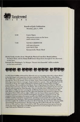 Boston Symphony Orchestra Concert Programs, Summer, 1994