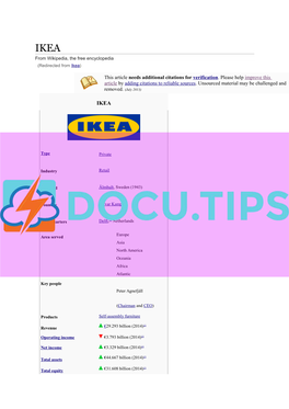 IKEA from Wikipedia, the Free Encyclopedia (Redirected from Ikea)