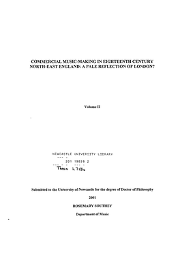 Commercial Music-Making in Eighteenth Century North-East England: a Pale Reflection of London?