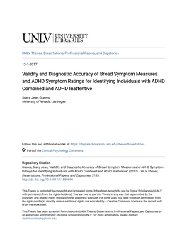 Validity and Diagnostic Accuracy of Broad Symptom Measures and ADHD Symptom Ratings for Identifying Individuals with ADHD Combined and ADHD Inattentive