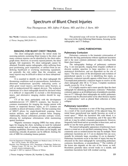 Spectrum of Blunt Chest Injuries Nisa Thoongsuwan, MD, Jeffrey P