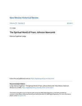 The Spiritual World of Franc Johnson Newcomb