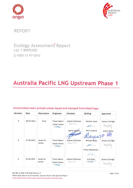 Ecology Assessment Report Lot 1 BWR300 Project Report