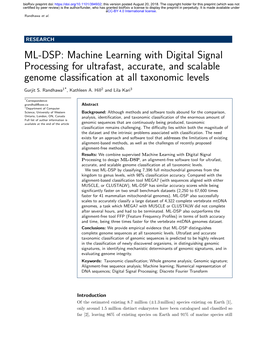 Machine Learning with Digital Signal Processing for Ultrafast, Accurate, and Scalable Genome Classiﬁcation at All Taxonomic Levels