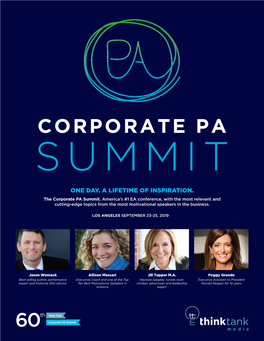 ONE DAY. a LIFETIME of INSPIRATION. the Corporate PA Summit