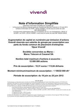 Note D'information Simplifiée