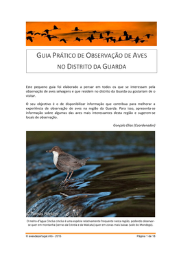 Guia Prático De Observação De Aves No Distrito Da Guarda