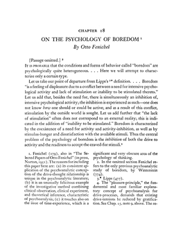 ON the PSYCHOLOGY of BOREDOM L by Otto Fenichel