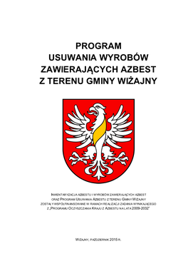 Program Usuwania Wyrobów Zawierających Azbest Z Terenu Gminy Wiżajny