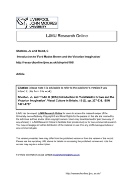 Introduction To'ford Madox Brown and the Victorian Imagination'