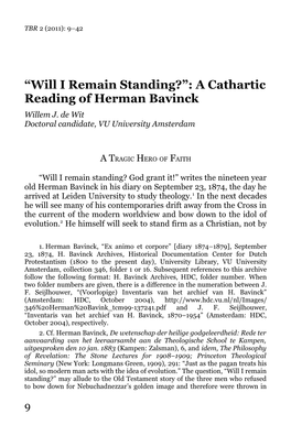 “Will I Remain Standing?”: a Cathartic Reading of Herman Bavinck Willem J