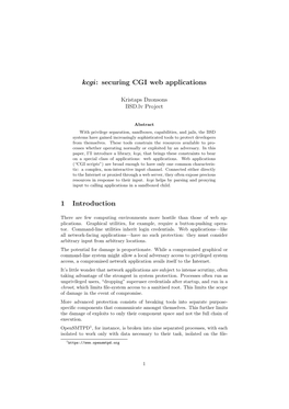 Kcgi: Securing CGI Web Applications 1 Introduction