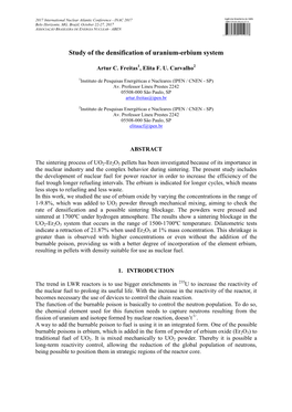 Study of the Densification of Uranium-Erbium System