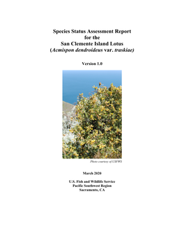 Species Status Assessment for San Clemente Island Lotus