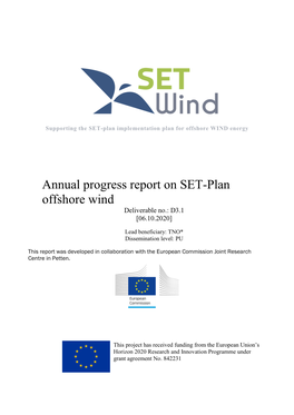 Annual Progress Report on SET-Plan Offshore Wind Deliverable No.: D3.1 [06.10.2020]