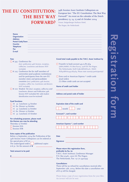 Registration Form, Total Amount to Be Paid Preferably by Fax, To: T.M.C