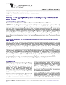 Ranking and Mapping the High Conservation Priority Bird Species of Saudi Arabia