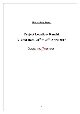Field Activity Report of Ranchi