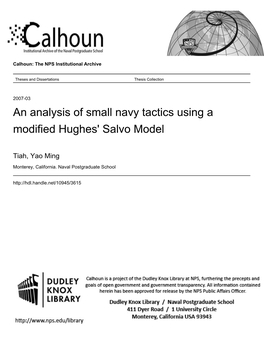 An Analysis of Small Navy Tactics Using a Modified Hughes' Salvo Model