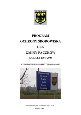 Program Ochrony Środowiska Dla Gminy Paczków Na Lata 2004- 2008