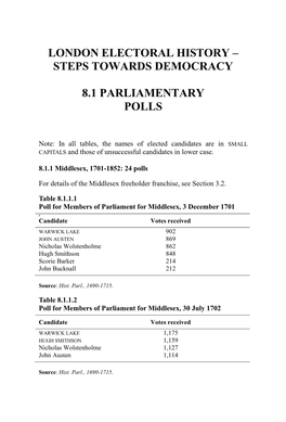 Steps Towards Democracy 8.1 Parliamentary Polls