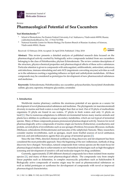 Pharmacological Potential of Sea Cucumbers