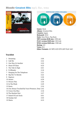 Blondie Greatest Hits Mp3, Flac, Wma