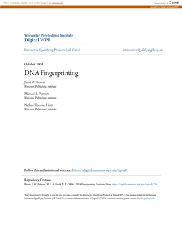 DNA Fingerprinting Jason W