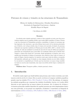 Patrones De Crimen Y Tránsito En Las Estaciones De Transmilenio