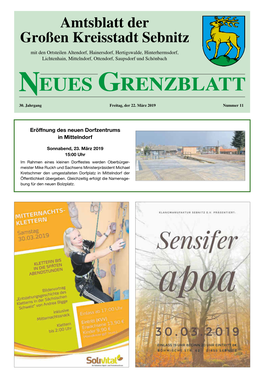 Neues Grenzblatt Nr. 11 Vom 22.03.2019