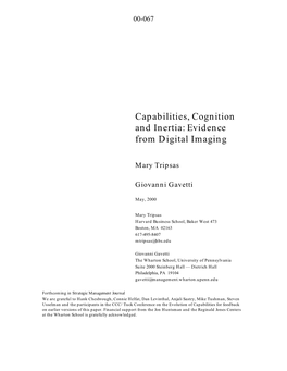 Capabilities, Cognition and Inertia: Evidence from Digital Imaging